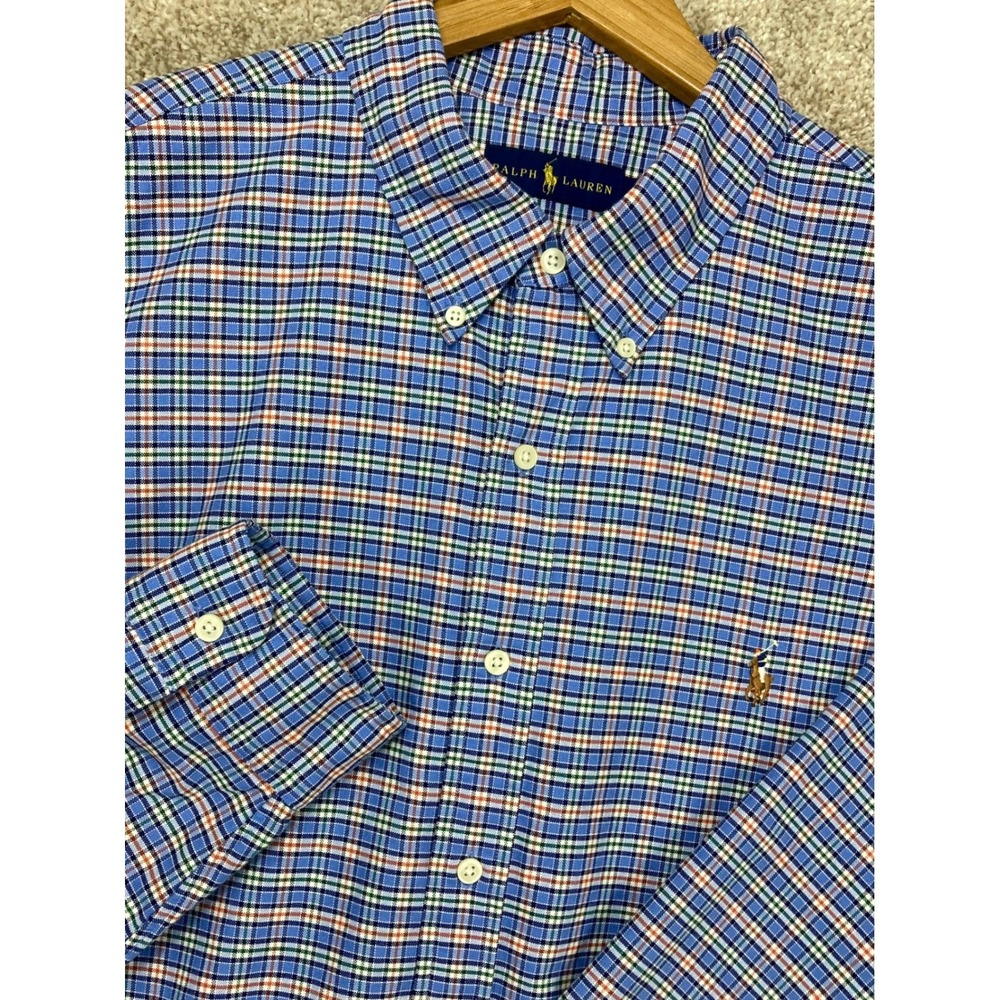 Ralph Lauren Plaid Button Down Shirt Men XXL Blue Multi Color Long Sleeve Cotton